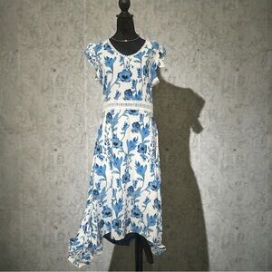 Amazon Blue and White High Low Dress